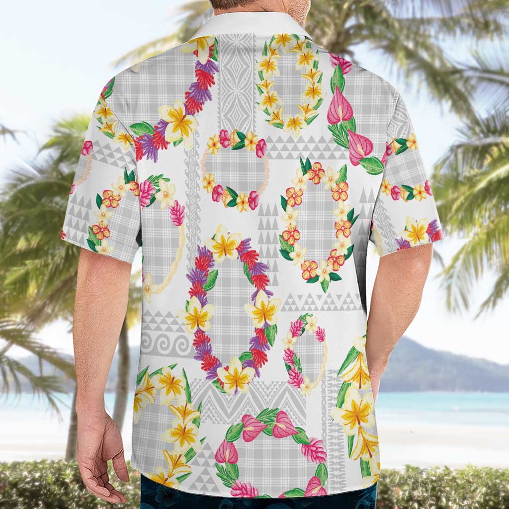 Hawaiian Kakau Tattoo Leis and Palaka Pattern Hawaiian Shirt Traditional Aloha Tribal White Color