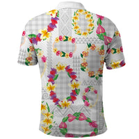 Hawaiian Kakau Tattoo Leis and Palaka Pattern Polo Shirt Traditional Aloha Tribal White Color LT03 - Polynesian Pride