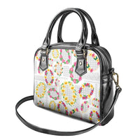 Hawaiian Kakau Tattoo Leis and Palaka Pattern Shoulder Handbag Traditional Aloha Tribal White Color