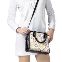 Hawaiian Kakau Tattoo Leis and Palaka Pattern Shoulder Handbag Traditional Aloha Tribal White Color