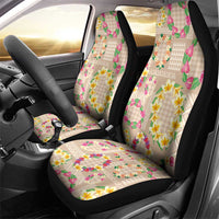 Hawaiian Kakau Tattoo Leis and Palaka Pattern Car Seat Cover Traditional Aloha Tribal Beige Color LT03 - Polynesian Pride