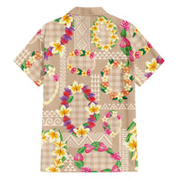 Hawaiian Kakau Tattoo Leis and Palaka Pattern Hawaiian Shirt Traditional Aloha Tribal Beige Color LT03 - Polynesian Pride