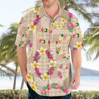 Hawaiian Kakau Tattoo Leis and Palaka Pattern Hawaiian Shirt Traditional Aloha Tribal Beige Color LT03 - Polynesian Pride