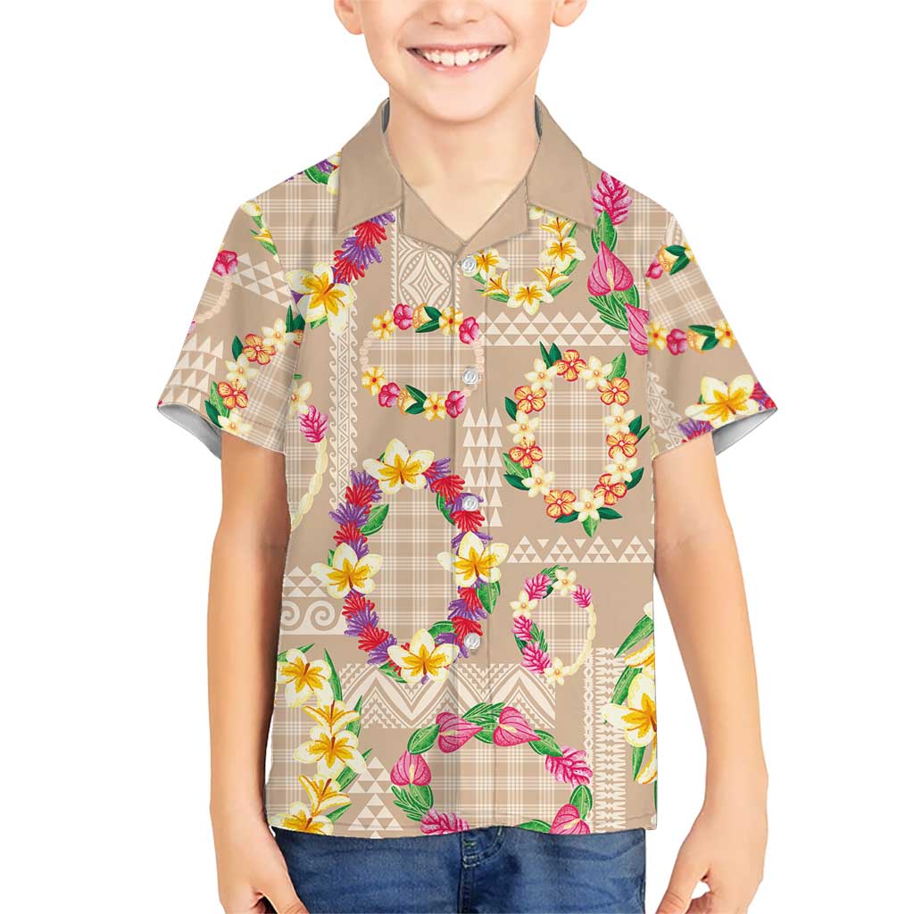 Hawaiian Kakau Tattoo Leis and Palaka Pattern Hawaiian Shirt Traditional Aloha Tribal Beige Color LT03 - Polynesian Pride