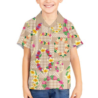 Hawaiian Kakau Tattoo Leis and Palaka Pattern Hawaiian Shirt Traditional Aloha Tribal Beige Color LT03 - Polynesian Pride