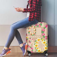 Hawaiian Kakau Tattoo Leis and Palaka Pattern Luggage Cover Traditional Aloha Tribal Beige Color LT03 - Polynesian Pride