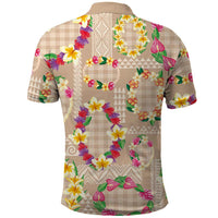 Hawaiian Kakau Tattoo Leis and Palaka Pattern Polo Shirt Traditional Aloha Tribal Beige Color LT03 - Polynesian Pride