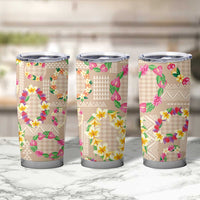 Hawaiian Kakau Tattoo Leis and Palaka Pattern Tumbler Cup Traditional Aloha Tribal Beige Color LT03 - Polynesian Pride