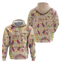 Hawaiian Kakau Tattoo Leis and Palaka Pattern Zip Hoodie Traditional Aloha Tribal Beige Color LT03 - Polynesian Pride