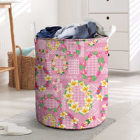 Hawaiian Leis Laundry Basket Kakau Tattoos and Palaka Pastel Pink Color
