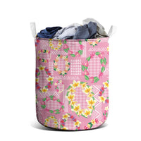 Hawaiian Leis Laundry Basket Kakau Tattoos and Palaka Pastel Pink Color