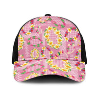 Hawaiian Leis Baseball Net Cap Kakau Tattoos and Palaka Pastel Pink Color LT03 One Size Black Pink - Polynesian Pride