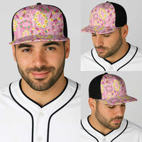 Hawaiian Leis Baseball Net Cap Kakau Tattoos and Palaka Pastel Pink Color LT03 - Polynesian Pride