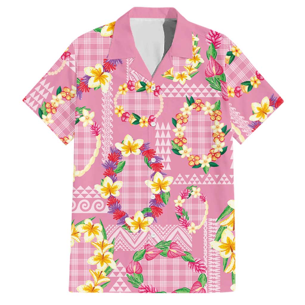 Hawaiian Leis Family Matching Summer Maxi Dress and Hawaiian Shirt Kakau Tattoos and Palaka Pastel Pink Color