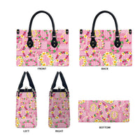 Hawaiian Leis Leather Bag Kakau Tattoos and Palaka Pastel Pink Color LT03 - Polynesian Pride