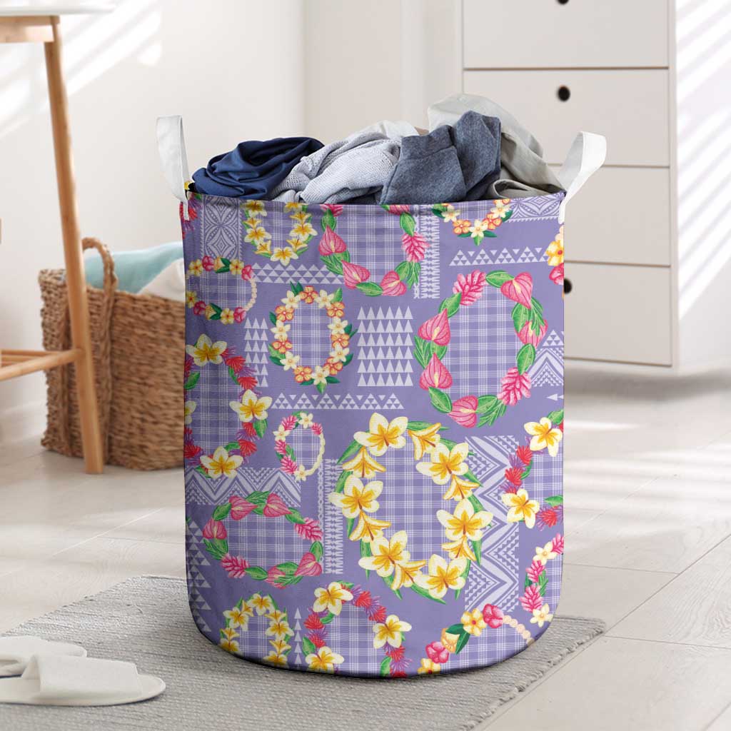 Hawaiian Leis Laundry Basket Kakau Tattoos and Palaka Pastel Purple Color