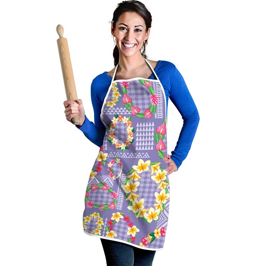 Hawaiian Leis Apron Kakau Tattoos and Palaka Pastel Purple Color