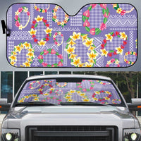 Hawaiian Leis Auto Sun Shade Kakau Tattoos and Palaka Pastel Purple Color
