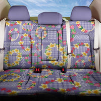 Hawaiian Leis Back Car Seat Cover Kakau Tattoos and Palaka Pastel Purple Color
