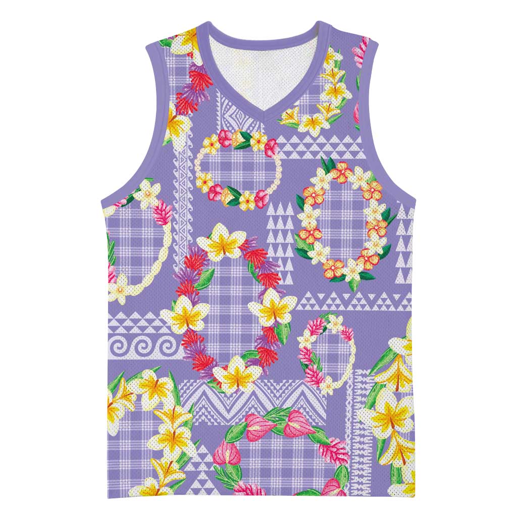 Hawaiian Leis Basketball Jersey Kakau Tattoos and Palaka Pastel Purple Color