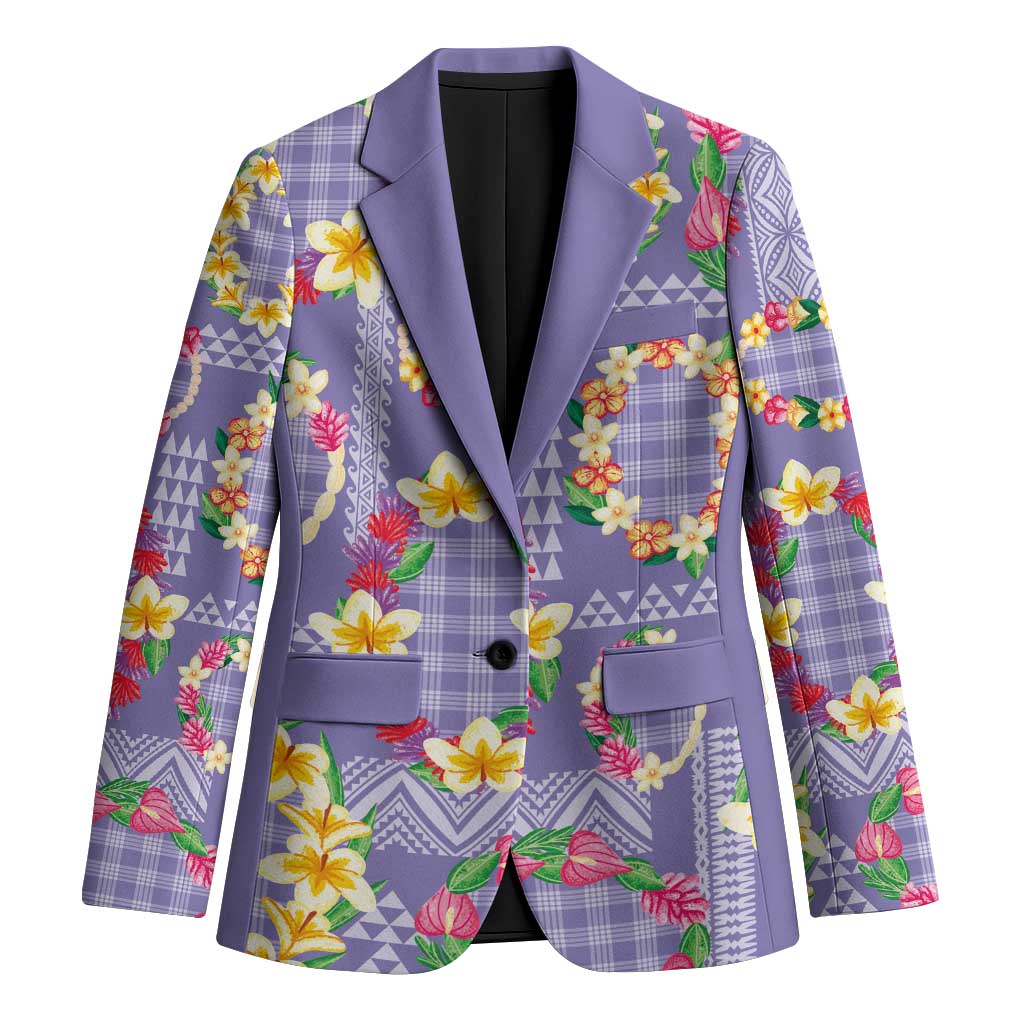 Hawaiian Leis Blazer Kakau Tattoos and Palaka Pastel Purple Color