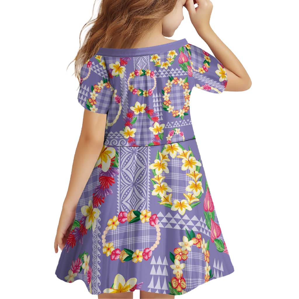 Hawaiian Leis Family Matching Tank Maxi Dress and Hawaiian Shirt Kakau Tattoos and Palaka Pastel Purple Color