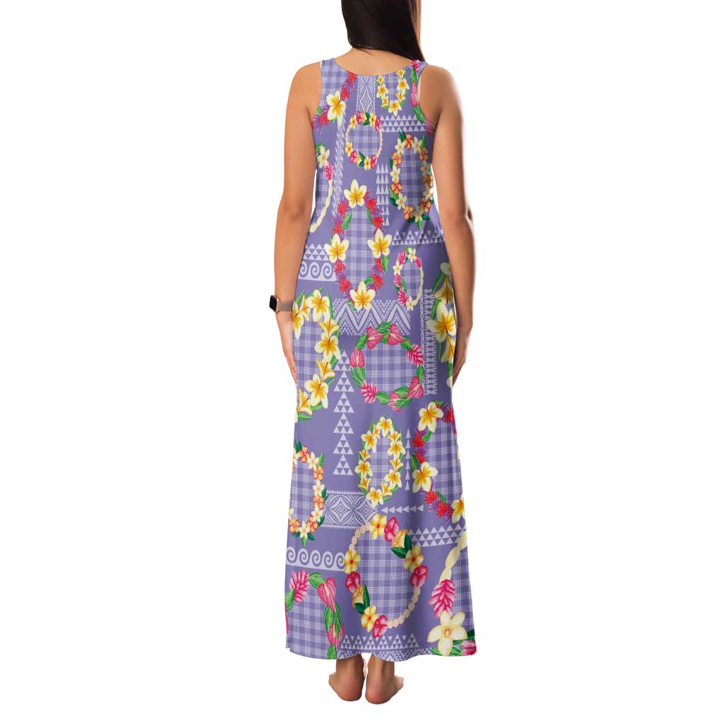 Hawaiian Leis Family Matching Tank Maxi Dress and Hawaiian Shirt Kakau Tattoos and Palaka Pastel Purple Color