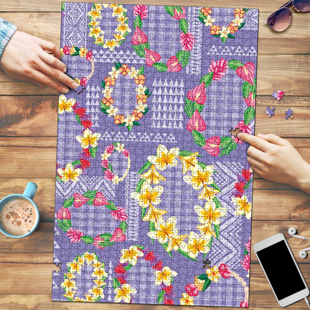 Hawaiian Leis Puzzle Kakau Tattoos and Palaka Pastel Purple Color