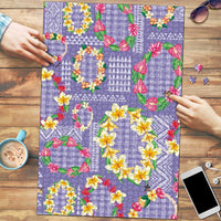 Hawaiian Leis Puzzle Kakau Tattoos and Palaka Pastel Purple Color