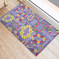 Hawaiian Leis Rubber Doormat Kakau Tattoos and Palaka Pastel Purple Color