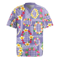 Hawaiian Leis Rugby Jersey Kakau Tattoos and Palaka Pastel Purple Color