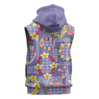 Hawaiian Leis Sleeveless Hoodie Kakau Tattoos and Palaka Pastel Purple Color LT03 - Polynesian Pride