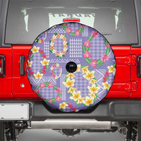Hawaiian Leis Spare Tire Cover Kakau Tattoos and Palaka Pastel Purple Color
