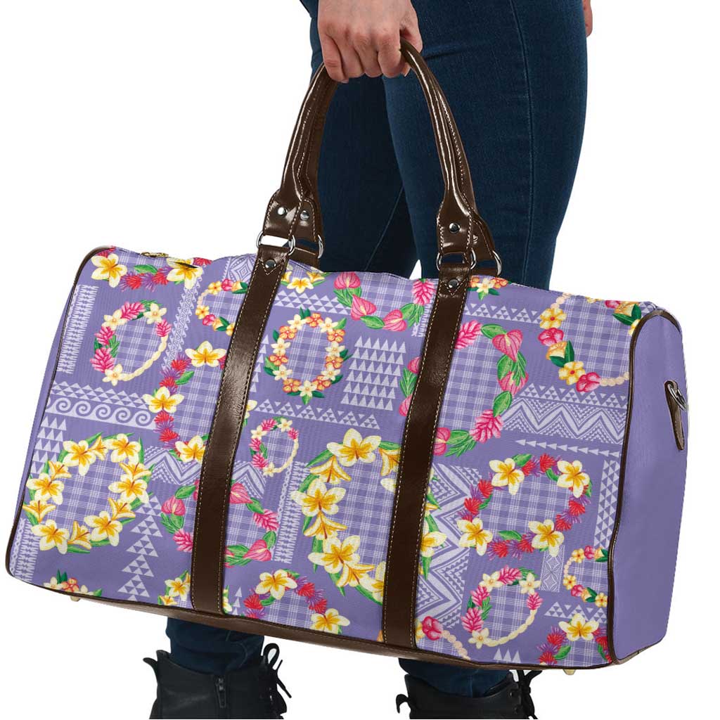 Hawaiian Leis Travel Bag Kakau Tattoos and Palaka Pastel Purple Color