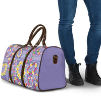 Hawaiian Leis Travel Bag Kakau Tattoos and Palaka Pastel Purple Color