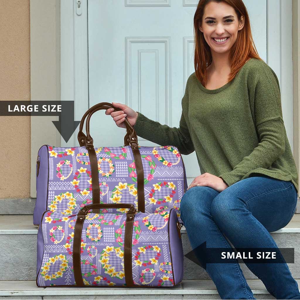 Hawaiian Leis Travel Bag Kakau Tattoos and Palaka Pastel Purple Color