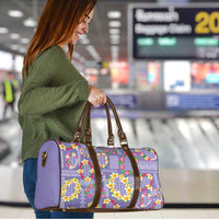 Hawaiian Leis Travel Bag Kakau Tattoos and Palaka Pastel Purple Color