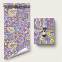 Hawaiian Leis Wrapping Paper Kakau Tattoos and Palaka Pastel Purple Color
