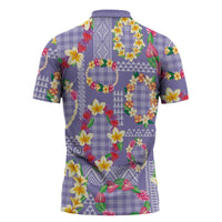 Hawaiian Leis Zipper Polo Shirt Kakau Tattoos and Palaka Pastel Purple Color LT03 - Polynesian Pride