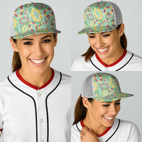 Hawaiian Leis Baseball Net Cap Kakau Tattoos and Palaka Pastel Green Color