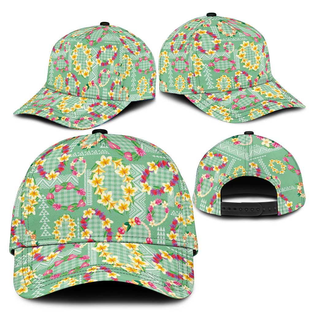 Hawaiian Leis Classic Cap Kakau Tattoos and Palaka Pastel Green Color LT03 - Polynesian Pride