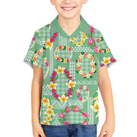 Hawaiian Leis Family Matching Summer Maxi Dress and Hawaiian Shirt Kakau Tattoos and Palaka Pastel Green Color