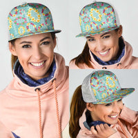 Hawaiian Leis Mesh Trucker Cap Kakau Tattoos and Palaka Pastel Teal Color