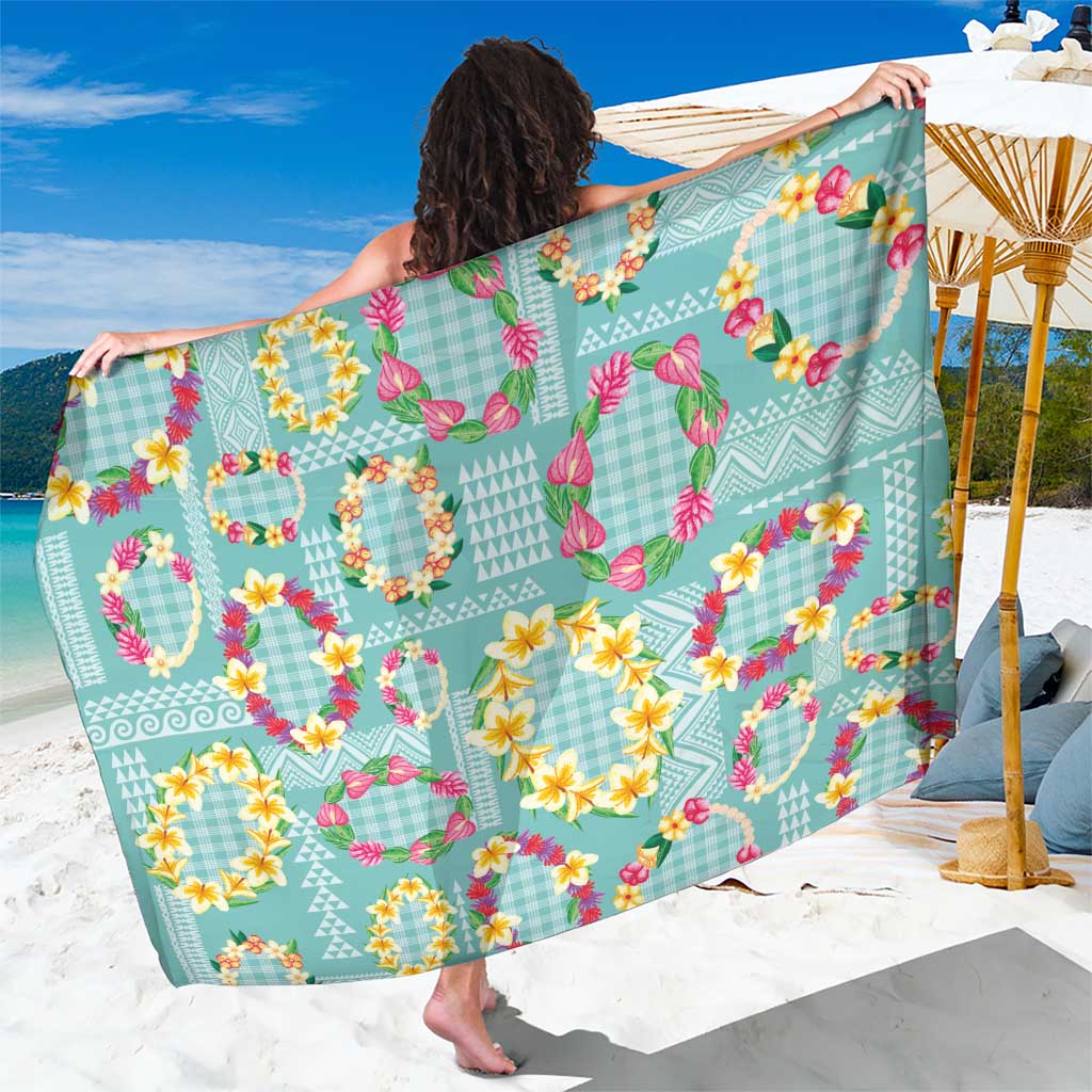 Hawaiian Leis Sarong Kakau Tattoos and Palaka Pastel Teal Color