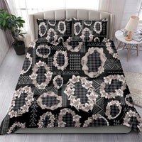 Hawaiian Leis Bedding Set Kakau Tattoos and Palaka Pastel Grayscale