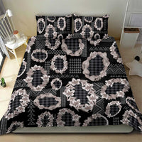 Hawaiian Leis Bedding Set Kakau Tattoos and Palaka Pastel Grayscale