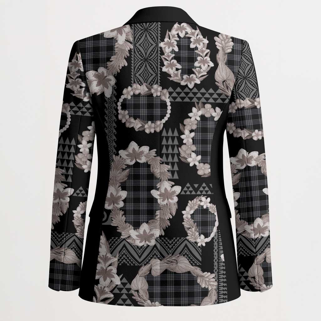 Hawaiian Leis Blazer Kakau Tattoos and Palaka Pastel Grayscale