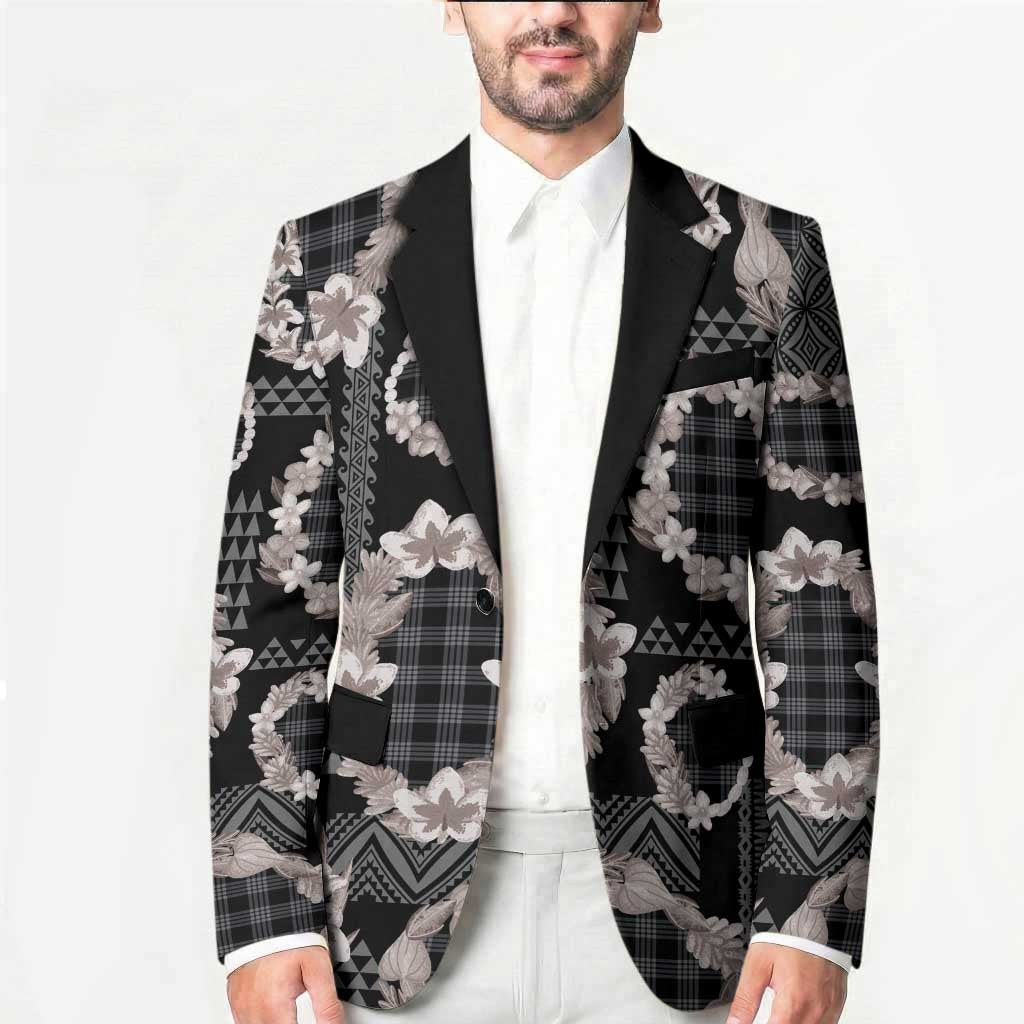 Hawaiian Leis Blazer Kakau Tattoos and Palaka Pastel Grayscale