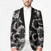 Hawaiian Leis Blazer Kakau Tattoos and Palaka Pastel Grayscale