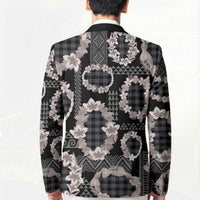 Hawaiian Leis Blazer Kakau Tattoos and Palaka Pastel Grayscale